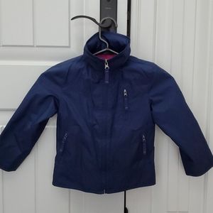 Navy XS Raincoat with optional hood.
